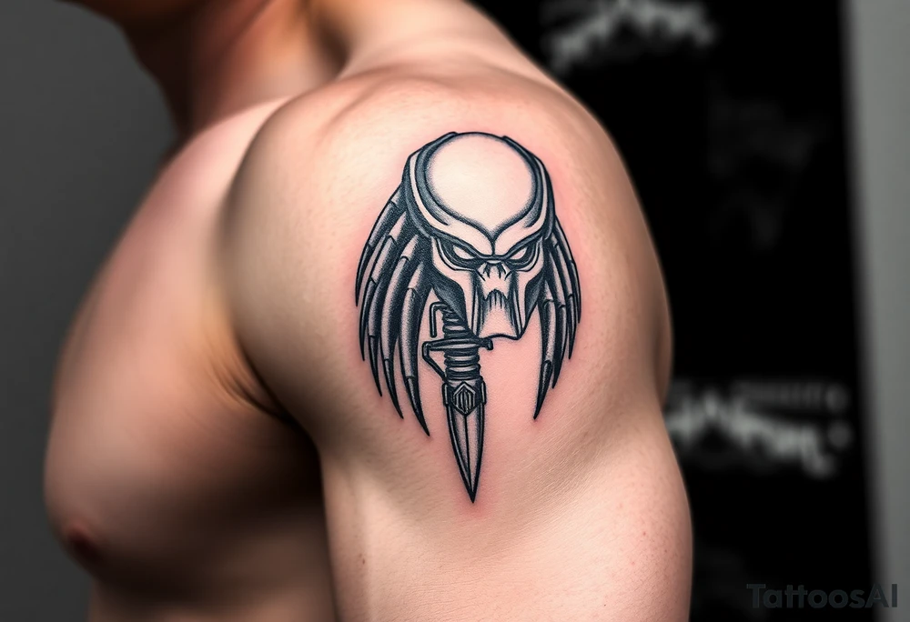 Predator mark from the movie Predator with a m9 bayonet tattoo idea