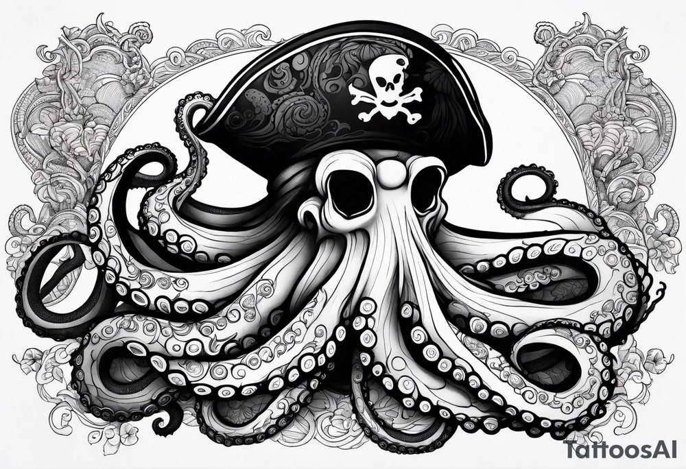 octopus wearing a pirate hat tattoo idea