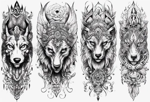 indian leg sleeve with maybe some animals evil looking tattoo idea