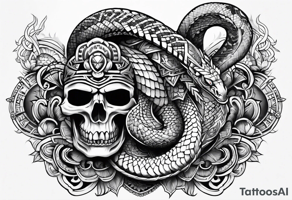 aztec snake sleeve tattoo idea