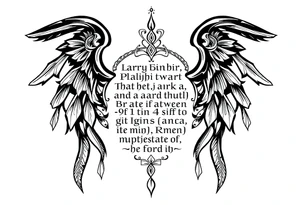 long ornament shaman style mytical with ancient rhyme writing tattoo idea