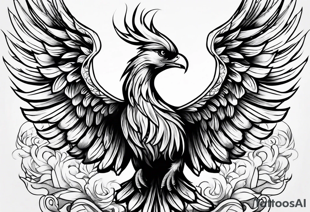 Bold phoenix rising tattoo idea