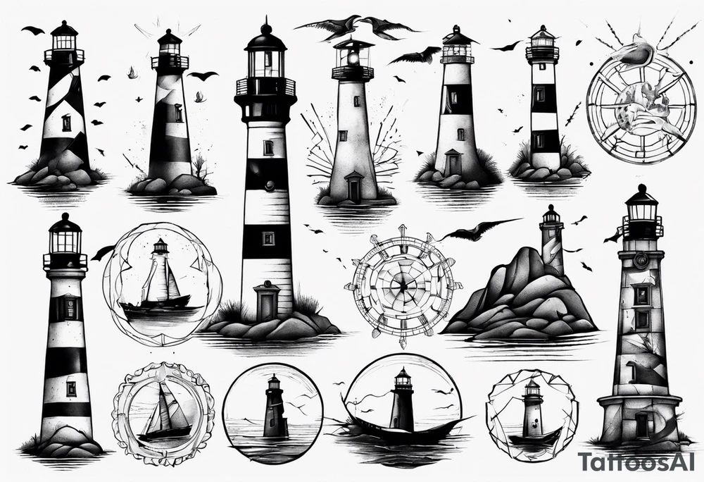 Rundown lighthouse spooky tattoo idea