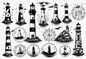 Rundown lighthouse spooky tattoo idea