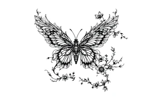 Bird, flower and butterfly tattoo idea