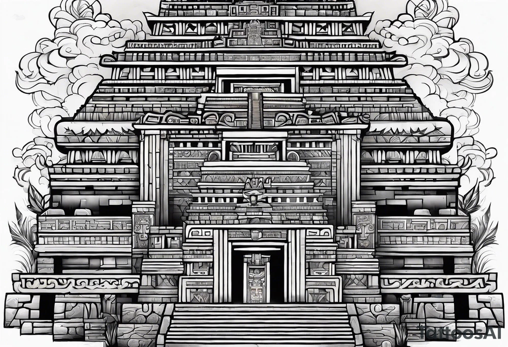 Mayan building tattoo idea