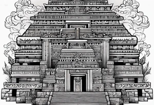 Mayan building tattoo idea