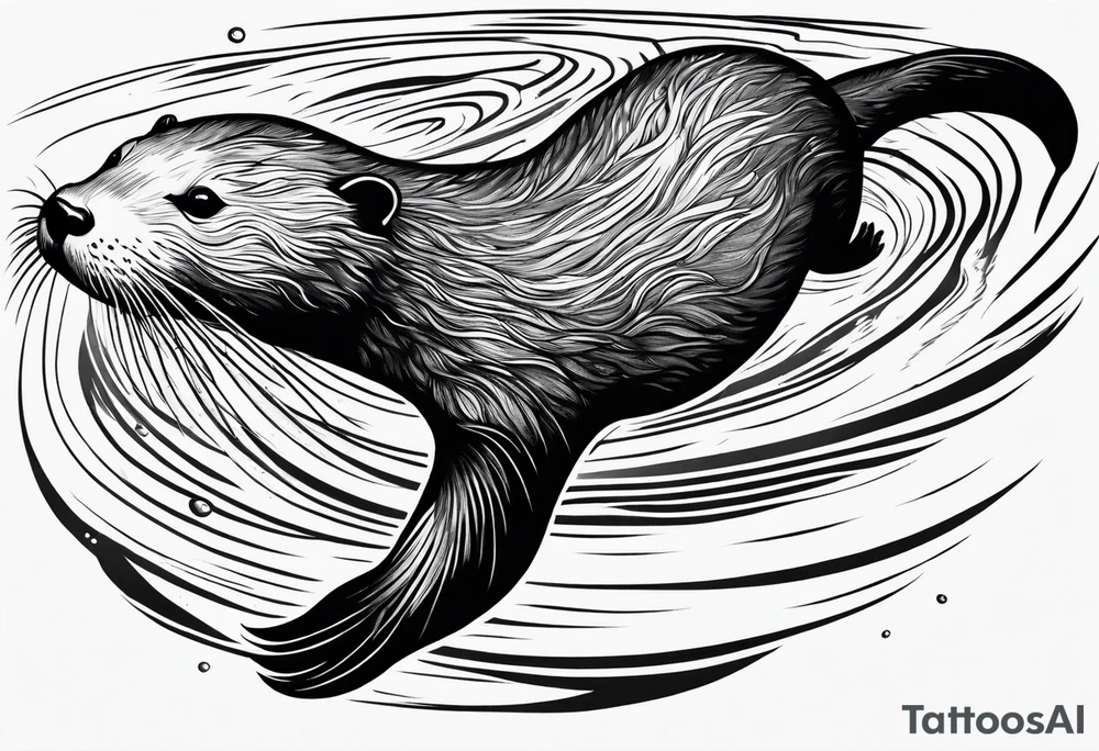 an otter floating on its back with its belly out of the water tattoo idea