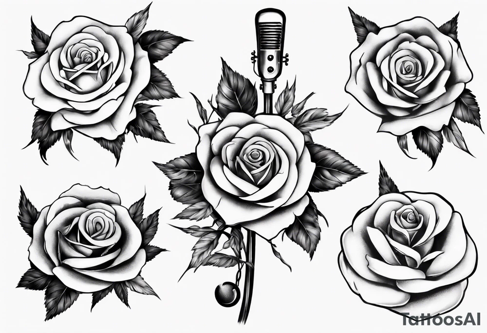 music stave hearth roses tattoo idea