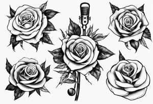 music stave hearth roses tattoo idea