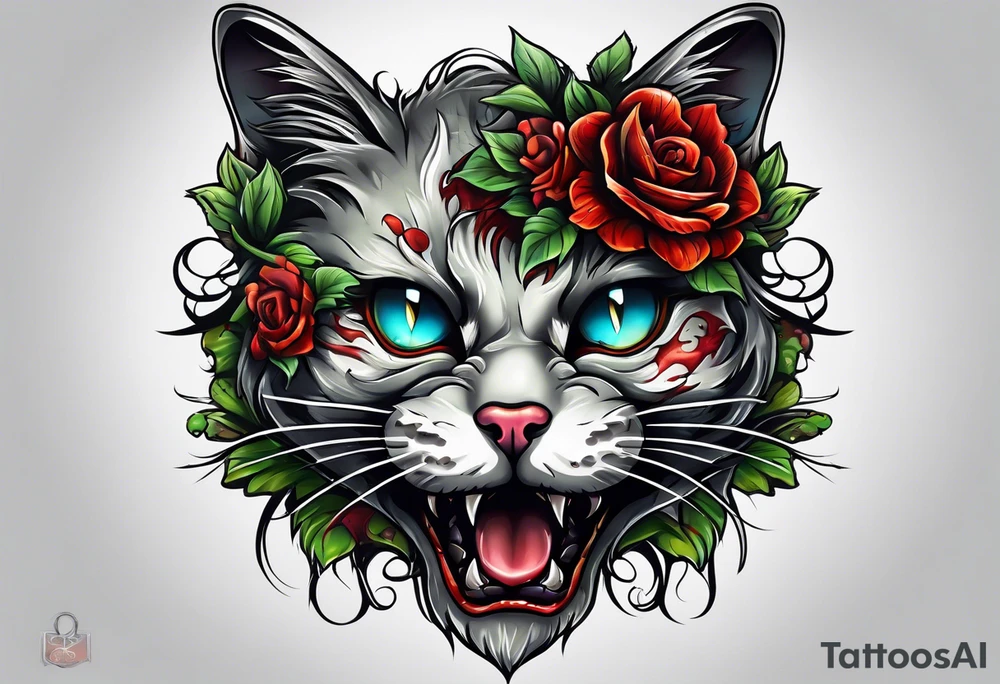 A zombie cat tattoo idea