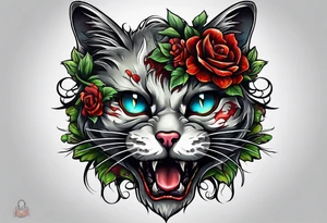 A zombie cat tattoo idea