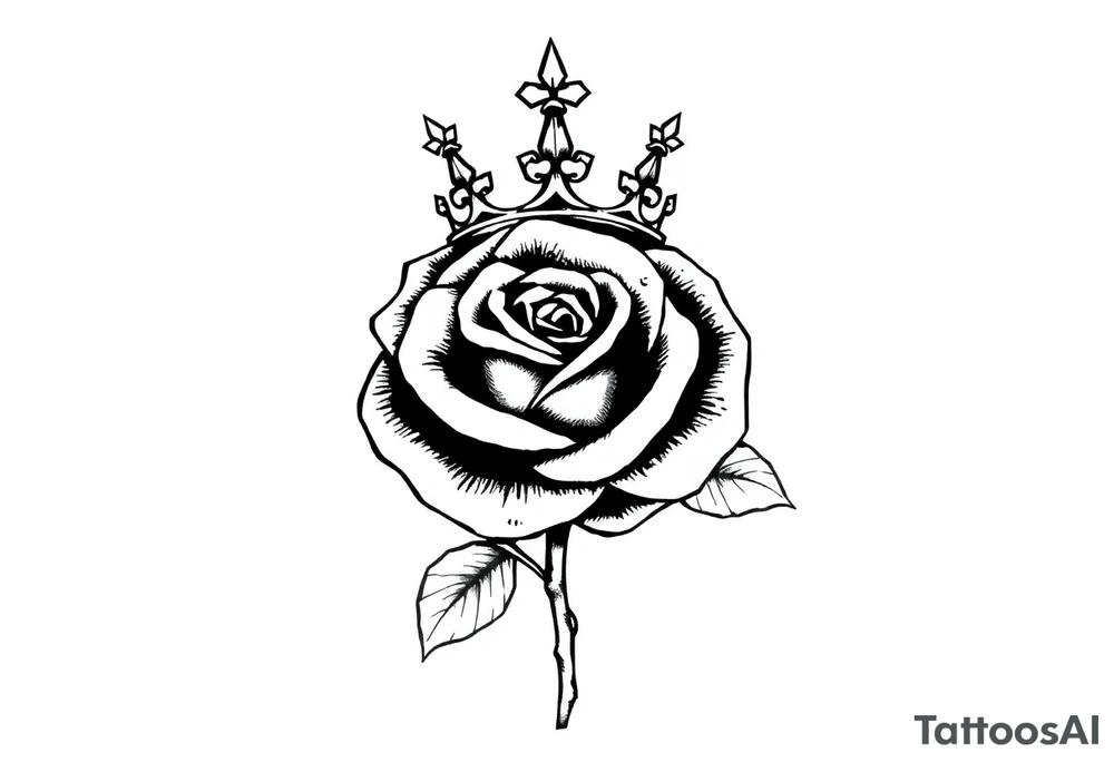 A Rose with a kings crown on it tattoo idea