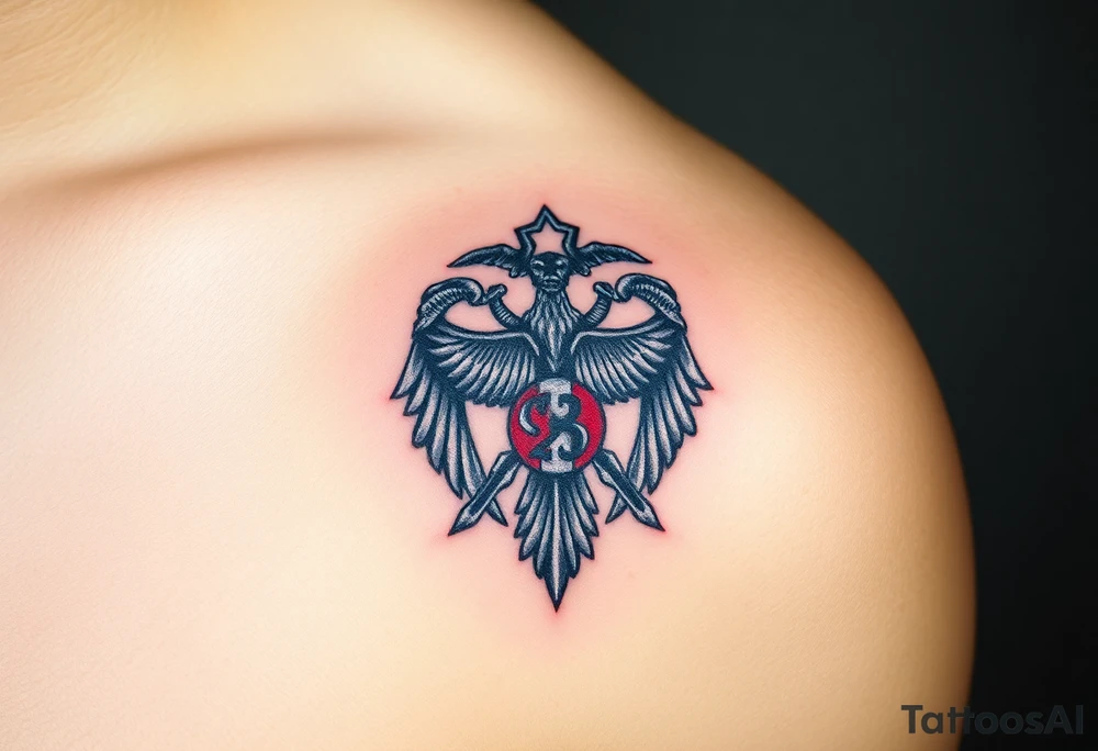 A Czech paratrooper badge with realistic shading, honoring military history with silver, red, and blue tones tattoo idea