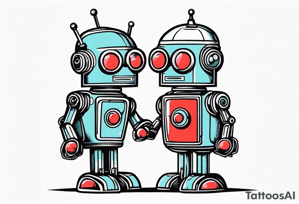 Kissing robot toys tattoo idea