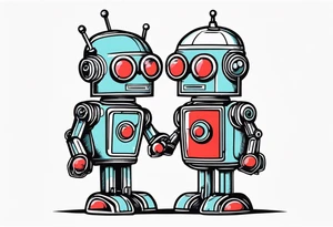 Kissing robot toys tattoo idea