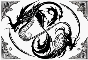 two dragons meeting to create yin yang tattoo idea