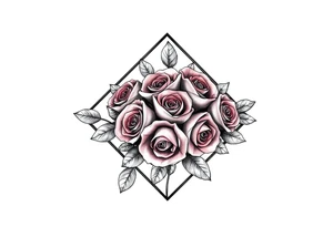Small Roses filing up the inside of an elongated diamond shape tattoo idea