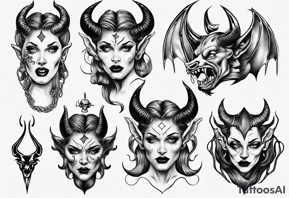 Female devil tattoo idea