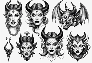 Female devil tattoo idea