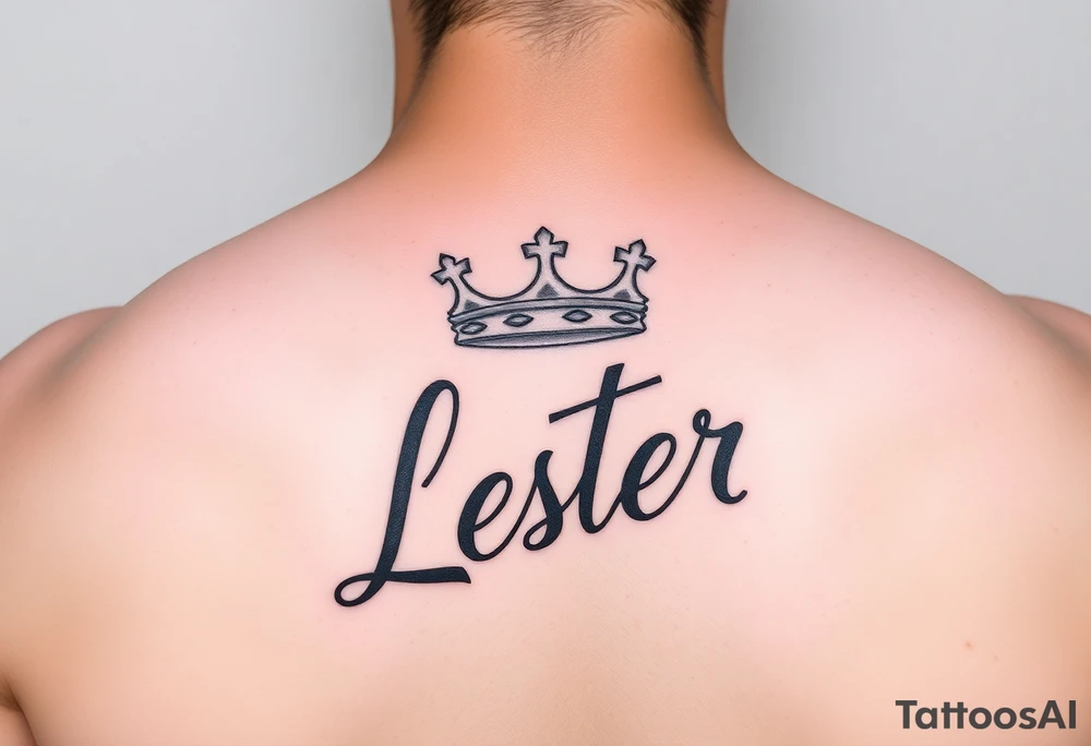 Lester with a crown in cursive tattoo idea
