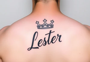 Lester with a crown in cursive tattoo idea