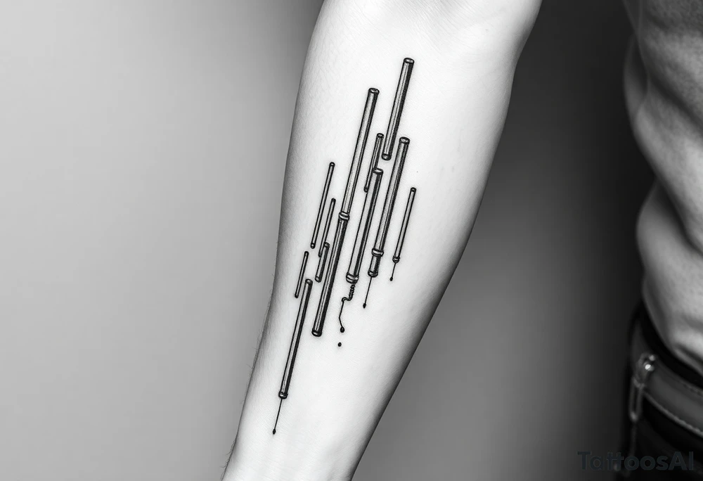 vertical System of thin pipes that transitions gradually from the sides and end into thick, widespread 
veins of forearm tattoo idea