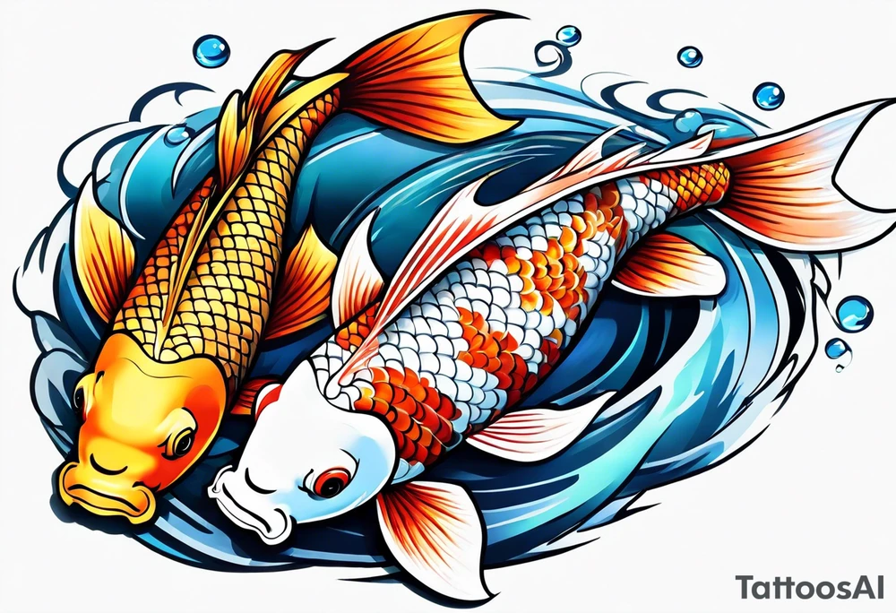 koi fish, in pond tattoo idea