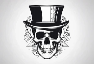 Skull with a top hat tattoo idea