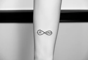 A small tattoo to go on my inner forearm with the letters JCIFLY in an infinity symbol shape and a bit abstract tattoo idea