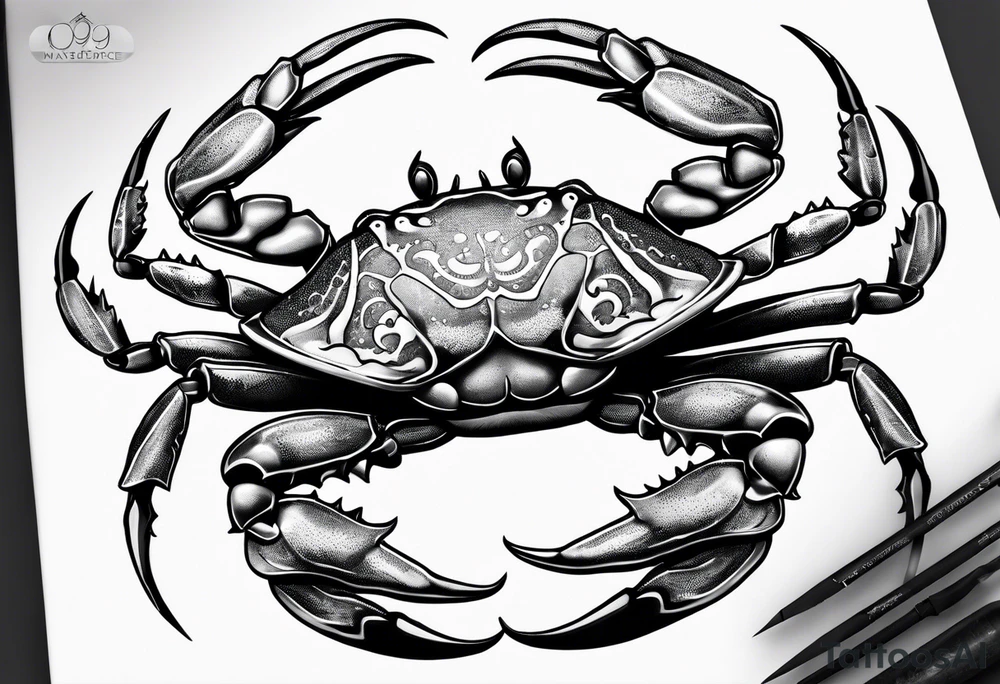 Crab con numero 69 tattoo idea