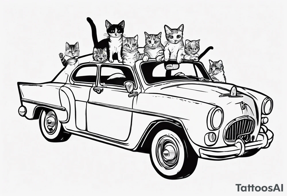 cat in a car tattoo idea