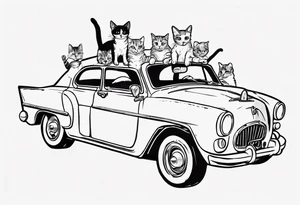 cat in a car tattoo idea