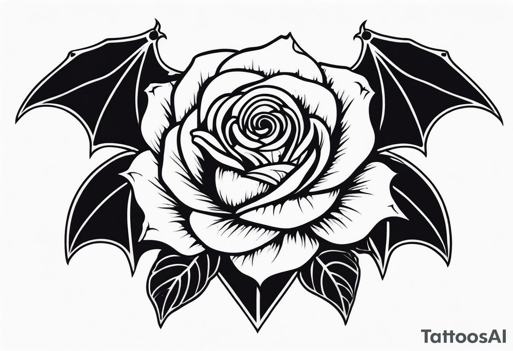 Gothic rose and bats tattoo tattoo idea