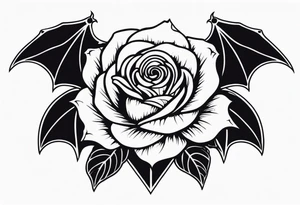 Gothic rose and bats tattoo tattoo idea
