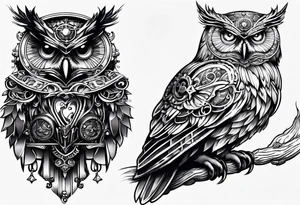 steam punk owl tattoo idea