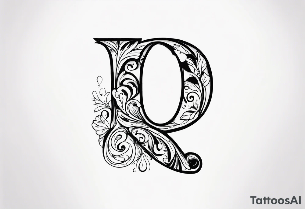 The letter Q with a heart tattoo idea