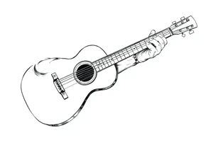 Line traditional American acoustic guitar tattoo idea