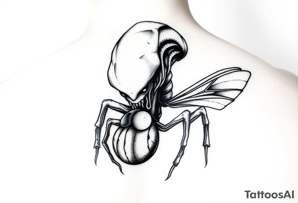 alien eating a bug tattoo idea