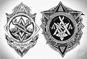 Valhalla fire sword shield axe Valknut lightning tattoo idea