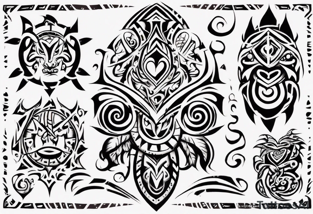 Hawaiian tribal tattoo describing a fathers love for his wife and son tattoo idea