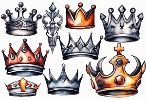 a watercolor of a simple iron crown tattoo idea