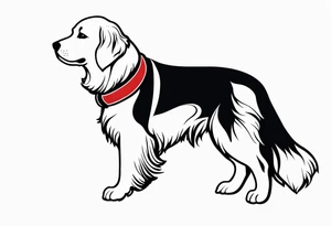 a golden retriever in a kimono full body view wearing a black belt tattoo idea