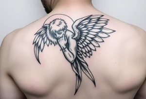 Angel whispering into ear tattoo idea