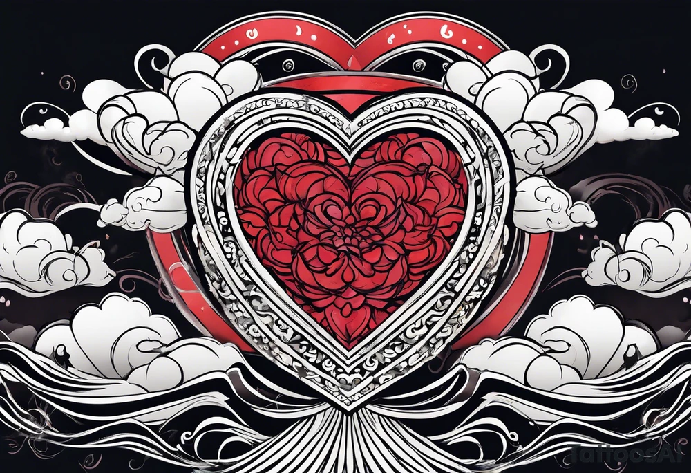japanese clouds encirkling heart tattoo idea