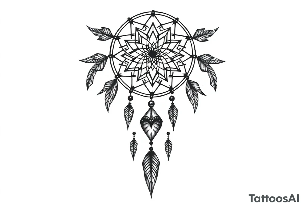 Geometric dreamcatcher tattoo idea
