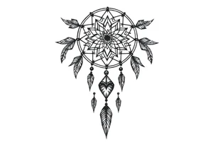 Geometric dreamcatcher tattoo idea