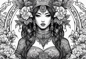 small ornate woman warrior floral  tattoo tattoo idea