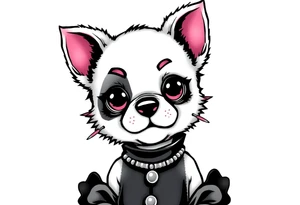 goth furry puppy girl with piercings on face and big boobs and big butt with black outfit on with pink hair tattoo idea
