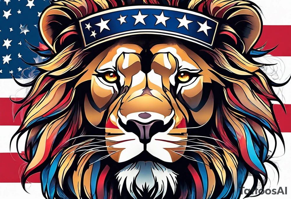 Lion American flag tattoo idea